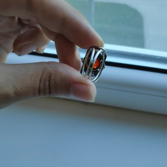 USSR SILVER 875 RING WITH ORANGE SPESSARTINE - Picture 9 of 11